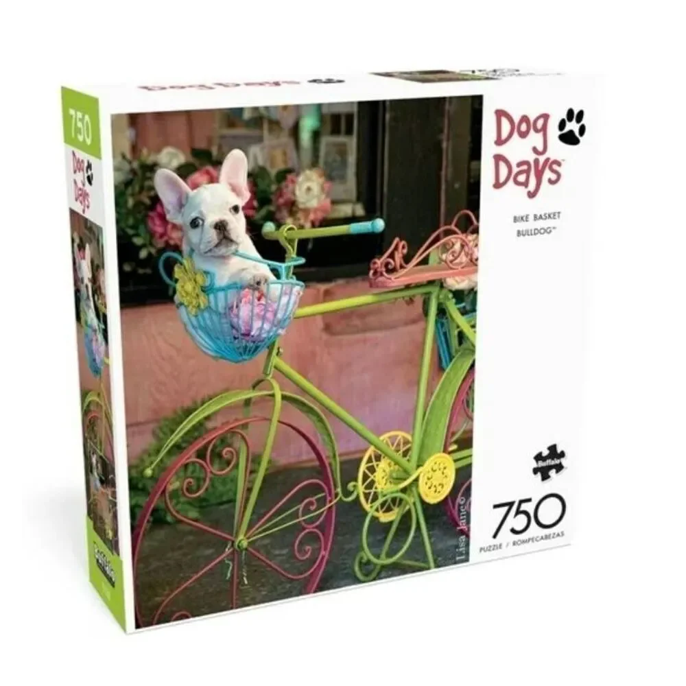 Buffalo Games Bike Basket Bulldog 750 pc Jigsaw Puzzle USED